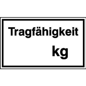 Indigos UG Aufkleber Tragfähigkeit..kg Hinweisschild zur Selbstbeschriftung - 25x15 cm - selbstklebender Sicherheits Aufkleber für Tür oder Wand - Warnschild für Gebäude, Hotel, Büro, Firma von INDIGOS UG