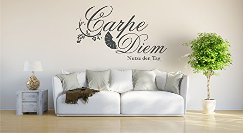 INDIGOS UG - Wandtattoo Wohnzimmer - Wandaufkleber Carpe Diem - Genieße den Tag - 180x114cm anthrazit E933 - Aufkleber Kinderzimmer Schlafzimmer Küche Badezimmer Büro Dekoration INDIGOS UG - Wandtattoo Wohnzimmer - Wandaufkleber Carpe Diem - Genieße den Tag - 180x114cm anthrazit E933 - Aufkleber Kinderzimmer Schlafzimmer Küche Badezimmer Büro Dekoration von INDIGOS UG