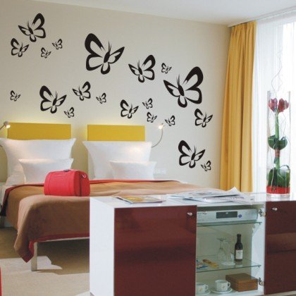 INDIGOS UG - WANDTATTOO - Wandsticker - Wandaufkleber -Aufkleber - W521 Schmetterlinge Butterfly Wandaufkleber/Aufkleber 20 Stück, schwarz von INDIGOS UG