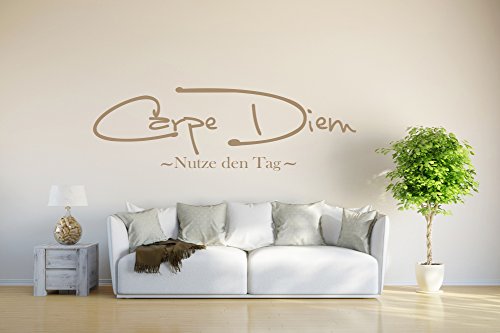 INDIGOS UG - WANDTATTOO Wandsticker Wandaufkleber - Carpe Diem - braun - 96x30 cm von INDIGOS UG