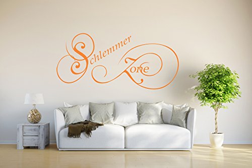 INDIGOS UG - WANDTATTOO Wandsticker Wandaufkleber - Schlemmer Zone für die Küche oder Esszimmer- orange - 80x36 cm von INDIGOS UG