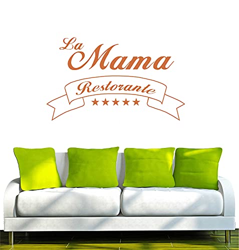 INDIGOS UG WANDTATTOO w029 La Mama Restaurante 80x48, braun - Dekoration Fensterfolie - Wandaufkleber - Kinderzimmer Wohnzimmer Schlafzimmer Küche Badezimmer Büro Hotel von INDIGOS UG