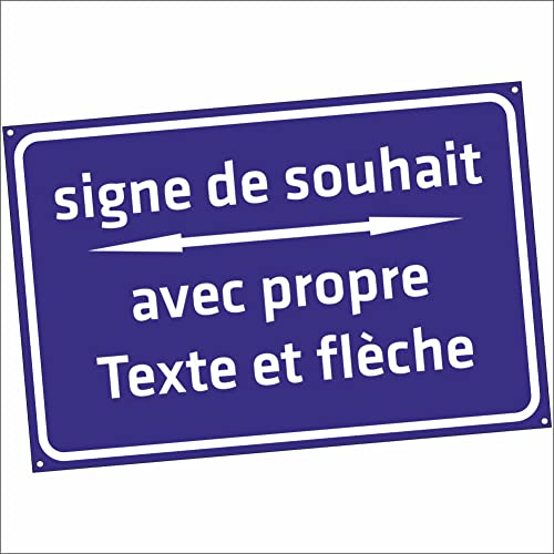 INDIGOS UG - WUNSCHTEXT Schild mit Pfeil - blau - Alu-Dibond 12 Größen - 30x20-200x100cm - personalisiert mit Text - Schrift - für Garage, Hotel, Parkplatz, Schule, Carport, Firma - individuell von INDIGOS UG