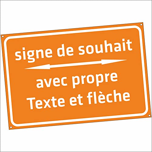 INDIGOS UG - WUNSCHTEXT Schild mit Pfeil - orange - Alu-Dibond 12 Größen - 30x20-200x100cm - personalisiert mit Text - Schrift - für Garage, Hotel, Parkplatz, Schule, Carport, Firma - individuell von INDIGOS UG