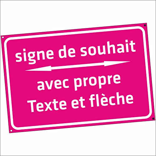 INDIGOS UG - WUNSCHTEXT Schild mit Pfeil - pink - Alu-Dibond 12 Größen - 30x20-200x100cm - personalisiert mit Text - Schrift - für Garage, Hotel, Parkplatz, Schule, Carport, Firma - individuell von INDIGOS UG