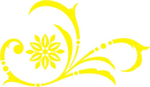 INDIGOS UG Wandtattoo/Wandaufkleber-e37 abstraktes Design Tribal/minimalistische Blumenranke mit schöner großer Blüte und Verzierungen 40x23 cm- Gelb, Vinyl, 40 x 23 x 1 cm von INDIGOS UG