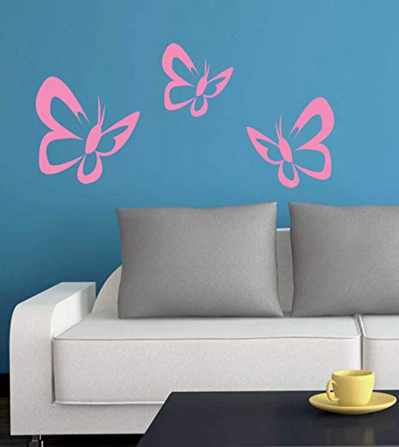 INDIGOS UG - Wandtattoo Kinderzimmer Wandtattoo Schmetterlinge 9x9, 7x7, 8x8 cm Wandaufkleber Wandfolie 3 Stück - Dekoartion Kinderzimmer Schule Bad Hotel Kita von INDIGOS UG