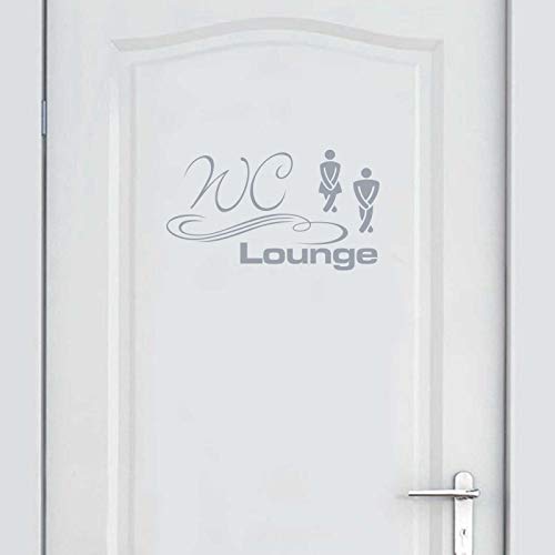 INDIGOS UG Wandtattoo - Wandaufkleber - Tür- Wandtattoo WC Lounge - 60cm x 34cm Silber - Dekoration Küche Wohnzimmer Wand von INDIGOS UG