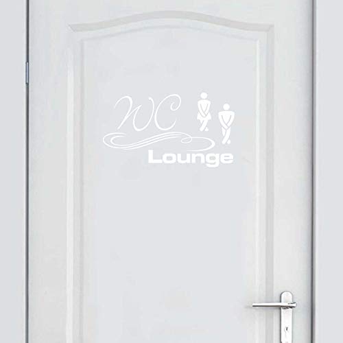 INDIGOS UG Wandtattoo - Wandaufkleber - Tür- Wandtattoo WC Lounge - 60cm x 34cm Weiß - Dekoration Küche Wohnzimmer Wand von INDIGOS UG