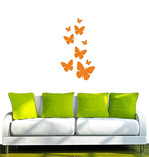 WANDTATTOO orange w183 Schmetterlinge 80x44 cm - Dekoration Fensterfolie - Wandaufkleber - Kinderzimmer Wohnzimmer Schlafzimmer Küche Badezimmer Büro Hotel von INDIGOS UG