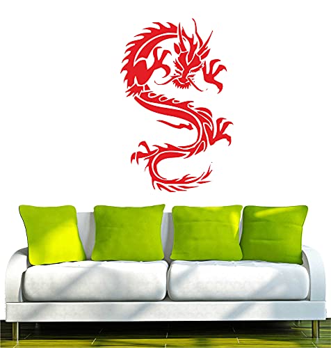 WANDTATTOO w007 Drache Drachen China Japan Monster 80x52, rot - Dekoration Fensterfolie - Wandaufkleber - Kinderzimmer Wohnzimmer Schlafzimmer Küche Badezimmer Büro Hotel von INDIGOS UG