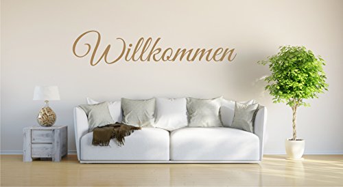 INDIGOS UG - Wandtattoo Wandsticker Wandaufkleber Aufkleber - Wandaufkleber Willkommen - für´s Büro oder im Haus - 60cm x 18cm Hellbraun E917 von INDIGOS UG