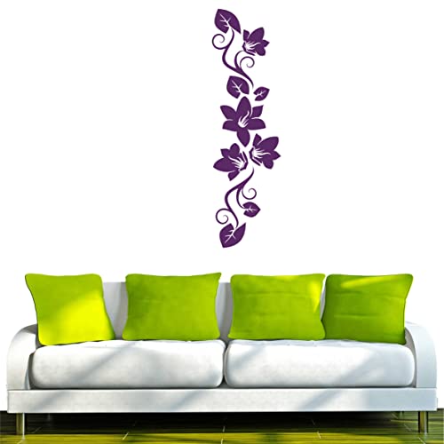 INDIGOS UG Wandtattoo Wandsticker Wandaufkleber Aufkleber f269 wunderschöne Ranke mit hübschen Blumen 120x35 cm - violett - Dekoration Küche Bad Büro Hotel von INDIGOS UG