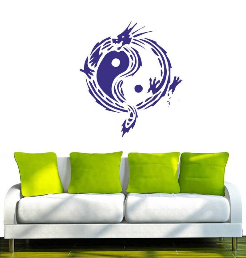 INDIGOS UG Wandtattoo Wandtattoo - Wandaufkleber - w006 Drache Drachen Jing Jang China Japan von INDIGOS UG