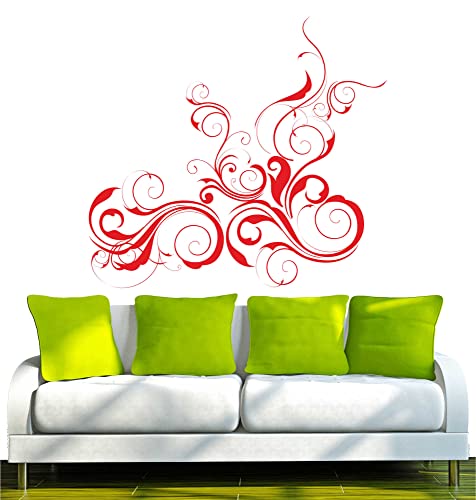 INDIGOS UG - Wandtattoo Wohnzimmer - Wandaufkleber schöne Tribal Blatt 80x72 cm - rot w653 - Aufkleber Kinderzimmer Schlafzimmer Küche Badezimmer Büro Dekoration von INDIGOS UG