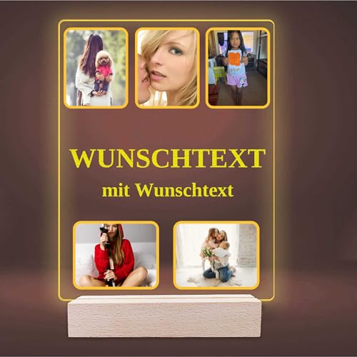INDIGOS UG - Wunschtext - LED Lampe personalisiert - personalisierte Lampe mit Foto und Widmung - personalisierte Geschenke - Acrylglas 18x14 cm hoch - optionale Lampe warmweiss von INDIGOS UG