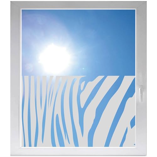 INDIGOS UG - Zebra - ab 800x500 mm - Glasdekorfolie Silber fein satiniert - Blickdicht - Folie Duschkabine - Bad - Fensterfolie - selbstklebend - Dusche Sichtschutzfolie - individuelle Breite von INDIGOS UG