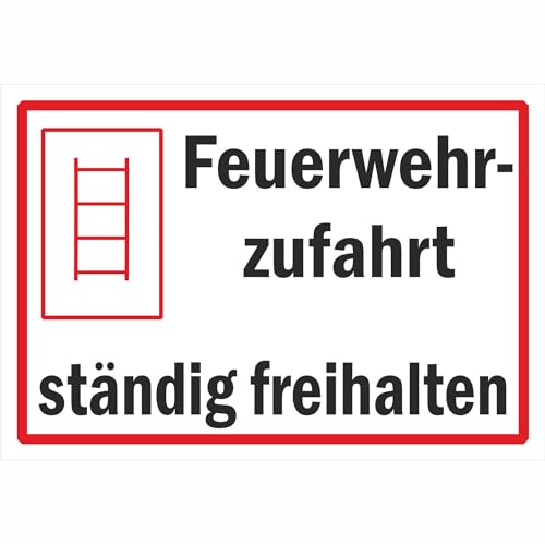 Indigos UG - 3mm Aluverbundplatte - Hinweisschild Feuerwehrzufahrten Feuerwehrzufahrt ständig freihalten 50x35 cm - Warnung - Sicherheit - Hotel, Firma, Haus von INDIGOS UG