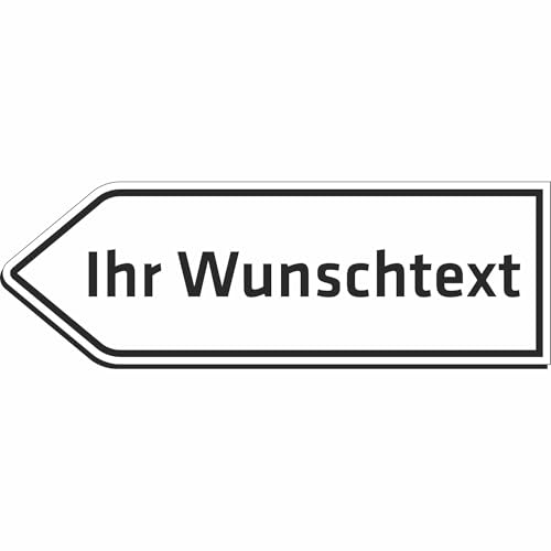 Indigos UG - Aluverbund Schild mit Pfeil nach links - ab 15x5 cm - Schilder selbst gestalten mit Wunschtext - wetterfestes Straßenschild personalisierbar für Tür, Wand oder Gebäude von INDIGOS UG