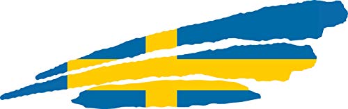 Indigos UG Aufkleber Fahne Schweden Sweden 3 Streifen 110x30 mm Heckscheibe Heckscheiben Aufkleber Boot Auto Laptop Tuning Sticker LKW von INDIGOS UG