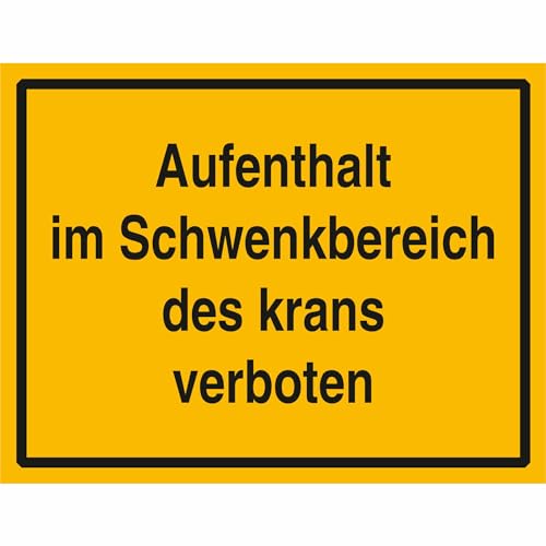 Indigos UG Aufkleber Hinweisschild zur Baustellenkennzeichnung Aufenthalt im Schwenkbereich des Krans verboten - 33,00 cm x 25 cm - selbstklebender Sicherheits Aufkleber für Tür oder Wand Indigos UG Aufkleber Hinweisschild zur Baustellenkennzeichnung Aufenthalt im Schwenkbereich des Krans verboten - 33,00 cm x 25 cm - selbstklebender Sicherheits Aufkleber für Tür oder Wand von INDIGOS UG