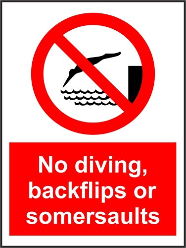 Indigos UG Aufkleber No Diving Backflips or Somersaults Swimming pool Zeichen - 30x20 cm - Sticker für Büro, Firma, Schule, Hotel, Werkschutz von INDIGOS UG