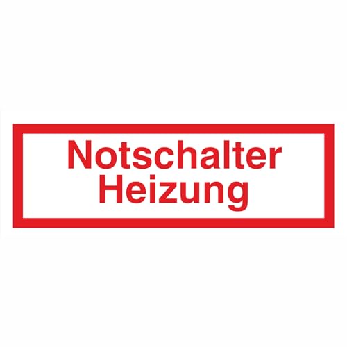 Indigos UG Aufkleber Notschalter Heizung Hinweisschild zur Betriebskennz - 8x3 cm - selbstklebender Sicherheits Aufkleber für Tür oder Wand - Warnschild für Gebäude, Hotel, Büro, Firma, Haus, Praxis von INDIGOS UG