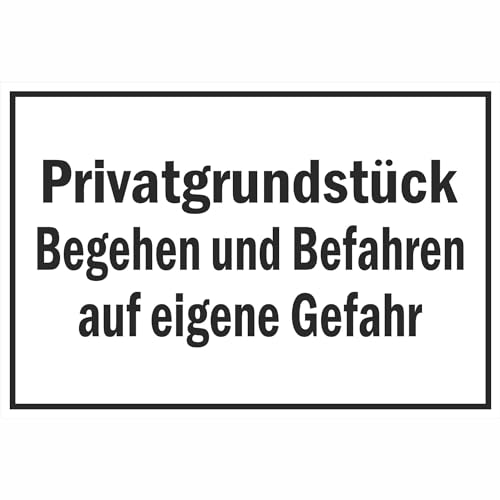 Indigos UG - Aufkleber - Privatgrundstück - Begehen u. Befahren auf eigene Gefahr - Hinweisschild 30x20 cm - Warnung - Sicherheit - Hotel, Firma, Haus von INDIGOS UG