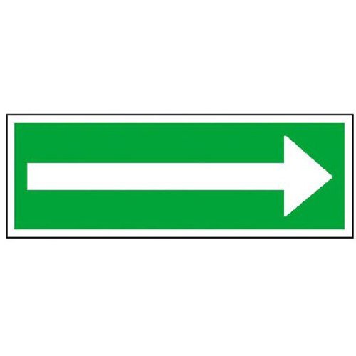 Indigos UG Aufkleber Rettungsschild Richtungspfeil (Fluchtrichtung) 40x14,00 cm - selbstklebender Sicherheits Aufkleber für Tür oder Wand - Warnschild für Gebäude, Hotel, Büro, Firma, Haus, Praxis von INDIGOS UG