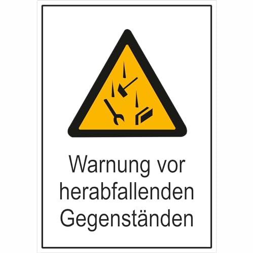 Indigos UG - Aufkleber - Vorsicht! Herabfallende Gegenstände Warnschild - 13,1x18,5 cm - Warnung - Sicherheit - Hotel, Firma, Haus von INDIGOS UG