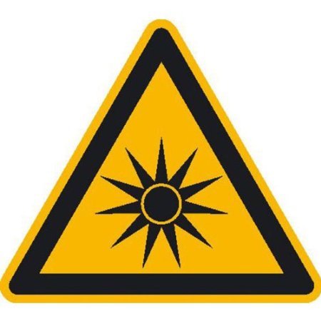 Indigos UG Aufkleber Warnung vor optischer Strahlung Warnschild, 20cm - Heckscheibe - Heckscheiben Aufkleber - Sticker - Tuning - Autoaufkleber von INDIGOS UG