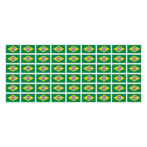 INDIGOS UG - Mini Fahnen - Flaggen Set glatt - 20x12mm - selbstklebender Aufkleber - Brasilien - Sticker fürs Büro, Schule und zu Hause - 54 Stück - für Auto, Laptop, Modellbau, Fenster, Schule von INDIGOS UG