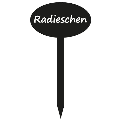 Indigos UG - Pflanzenstecker aus Aluverbundplatte Schild - für Garten, Beet - Radieschen - 11,5 cm hoch - wetterfest - Pflanzenschilder beschriftet - Beetschilder, Kräuter, Gemüse, Obst, Blumen von INDIGOS UG