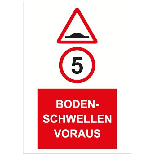 Indigos UG - Schild Bodenschwelle Voraus - 210x297 - Hotel, Firma, Schutz, KITA, Arzt, Praxis - Sicherheit - Warnung - Aluverbundplatte 3mm, Wohnung - Hinweisschild - Warnschild von INDIGOS UG