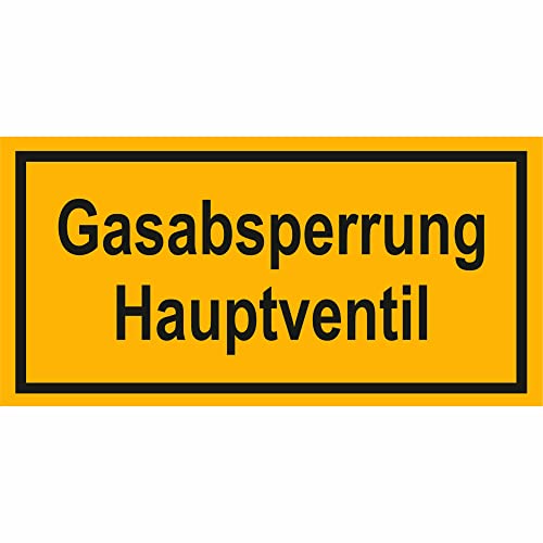 Indigos UG - Schild Gasabsperrung Hauptventil Hinweischild Betriebskennzeichnung, 30x15 cm - Warnung - Sicherheit - Hotel, Firma, Haus - Aluverbundplatte 3mm - Hinweisschild - Warnschild von INDIGOS UG