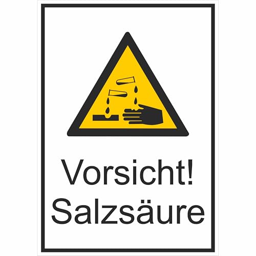 Indigos UG - Schild Vorsicht! Salzsäure Warnschild - 13,1x18,5 cm - Warnung - Sicherheit - Hotel, Firma, Haus - Aluverbundplatte 3mm - Hinweisschild - Warnschild von INDIGOS UG