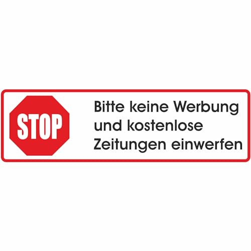 Keine Werbung! 1 weißer Briefkastenaufkleber 70x20 mm - Bitte keine Werbung und kostenlose Zeitungen einwerfen von INDIGOS UG