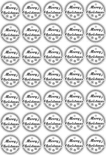 Merry Christmas - Aufkleber rund 30x30mm für Weihnachten 35 Stück - schwarz Vintage - Labels - Stickers - Weihnachtskalender - Weihnachten - Advent - rund - zum Aufkleben für Geschenke, Karten von INDIGOS UG