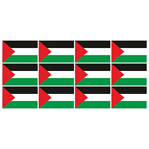 INDIGOS UG - Mini Aufkleber Set - Pack glatt - 50x31mm - selbstklebender Sticker - Palestina - Flagge - Banner - Standarte fürs Auto, Büro, zu Hause und die Schule - 12 Stück - für Auto, Laptop von INDIGOS UG