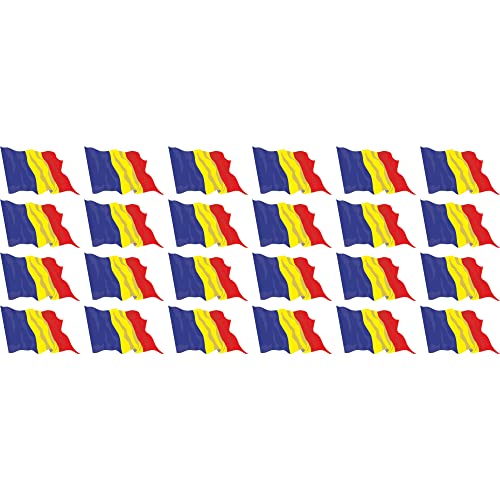 INDIGOS UG - Mini Aufkleber Set - Pack wehend - 33x20mm - selbstklebender Sticker - Rumänien - Flagge - Banner - Standarte fürs Auto, Büro, zu Hause und die Schule - 24 Stück - für Auto, Laptop von INDIGOS UG