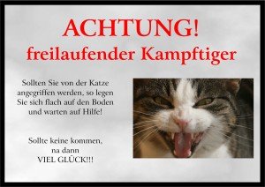 PEMA INDIGOS UG - Achtung/Fun Schild - Katze Türschild laminiert DIN A5 - Türschild für Käfig, Zwinger, Haustier, Tür, Tier, Aquarium von INDIGOS UG