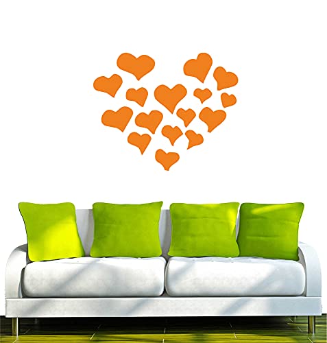 WANDTATTOO orange w047 Herzchen Herzen 80x65 cm - Dekoration Fensterfolie - Wandaufkleber - Kinderzimmer Wohnzimmer Schlafzimmer Küche Badezimmer Büro Hotel von INDIGOS UG