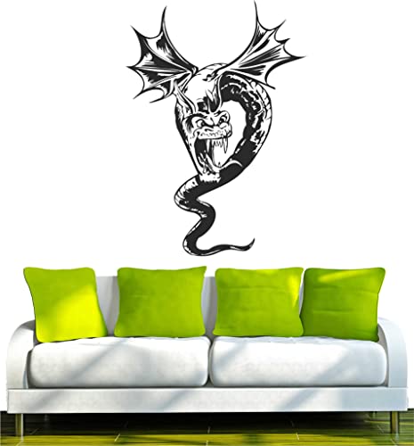 WANDTATTOO schwarz w353 Drachen Drache Wandauskleber, 120x85 cm - Dekoration Fensterfolie - Wandaufkleber - Kinderzimmer Wohnzimmer Schlafzimmer Küche Badezimmer Büro Hotel von INDIGOS UG