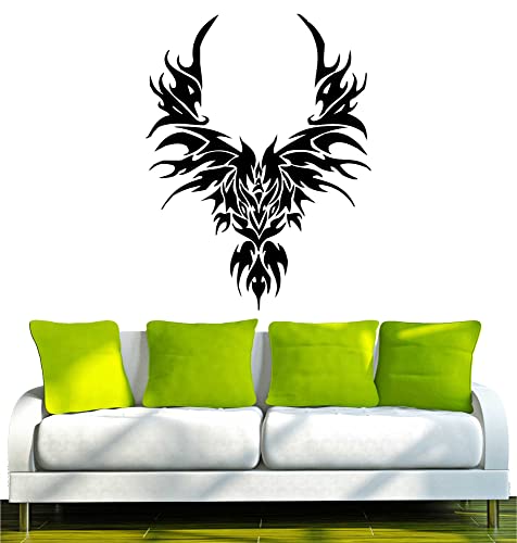 WANDTATTOO w143 Drache, Feuer, Tribal Wandaufkleber 96x73 cm schwarz - Dekoration Fensterfolie - Wandaufkleber - Kinderzimmer Wohnzimmer Schlafzimmer Küche Badezimmer Büro Hotel von INDIGOS UG