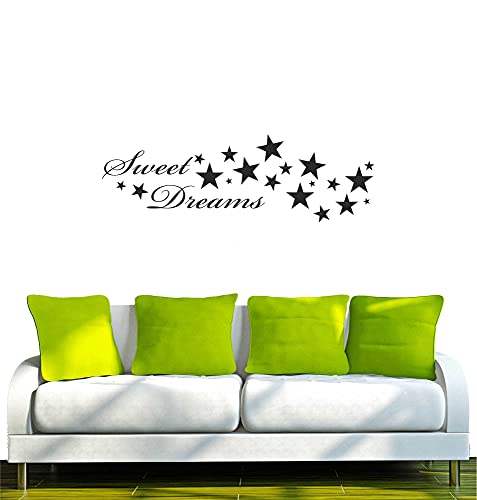 WANDTATTOO w187 Sweet Dreams Spruch Wandaufkleber 120x39cm, schwarz - Dekoration Fensterfolie - Wandaufkleber - Kinderzimmer Wohnzimmer Schlafzimmer Küche Badezimmer Büro Hotel von INDIGOS UG