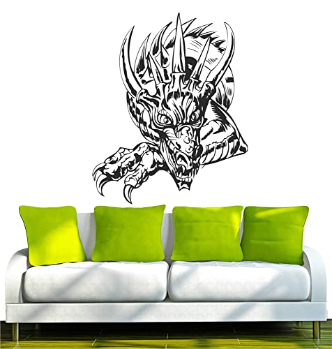 WANDTATTOO w352 Drache Drachen Feuer Monster Wandaufkleber 120x97cm, schwarz - Dekoration Fensterfolie - Wandaufkleber - Kinderzimmer Wohnzimmer Schlafzimmer Küche Badezimmer Büro Hotel von INDIGOS UG