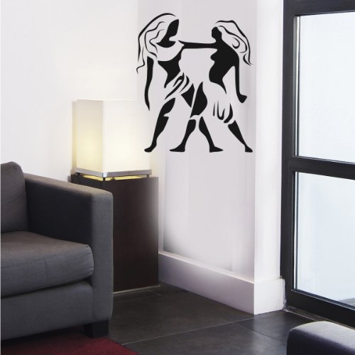 WANDTATTOO w390 Zwillinge - Sternzeichen Wandaufkleber 120x82 cm schwarz - Dekoration Fensterfolie - Wandaufkleber - Kinderzimmer Wohnzimmer Schlafzimmer Küche Badezimmer Büro Hotel von INDIGOS UG