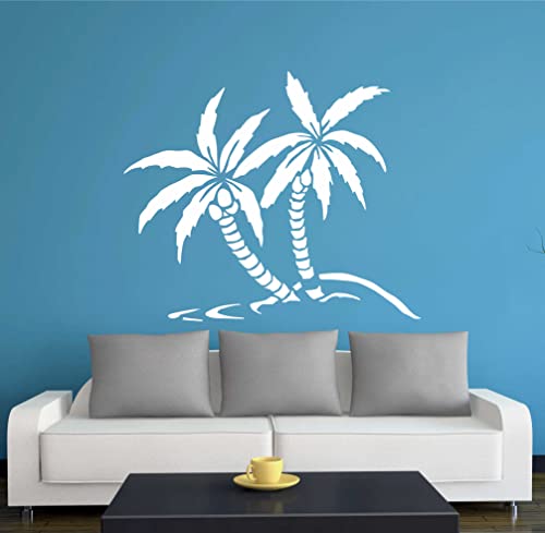 WANDTATTOO w430 Palme Baum Pflanze Wandaufkleber 80x67cm, weiss - Dekoration Fensterfolie - Wandaufkleber - Kinderzimmer Wohnzimmer Schlafzimmer Küche Badezimmer Büro Hotel von INDIGOS UG