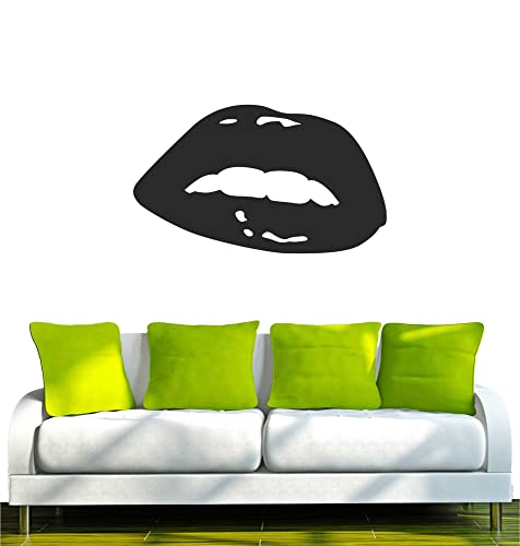 WANDTATTOO w498 Sexy Frau Lippen Wandaufkleber 96x56 cm schwarz - Dekoration Fensterfolie - Wandaufkleber - Kinderzimmer Wohnzimmer Schlafzimmer Küche Badezimmer Büro Hotel von INDIGOS UG