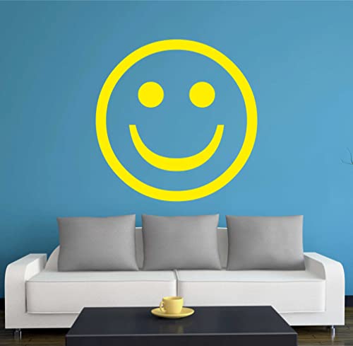 WANDTATTOO w704 glückliches Lächeln - glücklicher Smiley - Wandaufkleber 96x96 cm gelb - Dekoration Fensterfolie - Wandaufkleber - Kinderzimmer Wohnzimmer Schlafzimmer Küche Badezimmer von INDIGOS UG